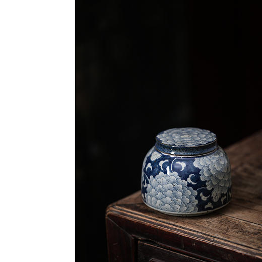 「景德镇老泥料粗陶青花手抓盖碗茶壶茶杯茶叶罐」纯手绘泡茶壶 青花便携茶壶 手拉坯功夫茶具 商品图9