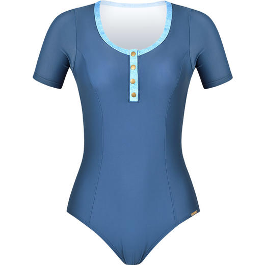 sisia2021新款泳衣女夏显瘦遮肚短袖时尚海边度假温泉连体泳衣 商品图4