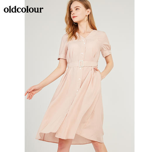 oldcolour欧珂2020夏短袖连衣裙休闲百搭中长裙M24101431 商品图2