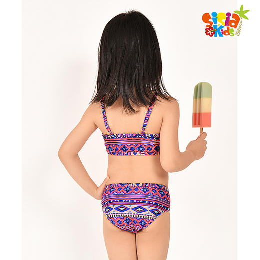 sisia2021新款儿童泳衣女童可爱分体泳衣中大童短袖高领防晒泳衣 商品图1