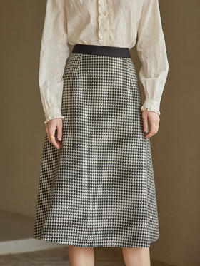 格子半身裙女中长款高腰2022年春夏新款复古千鸟格A字裙百搭裙子