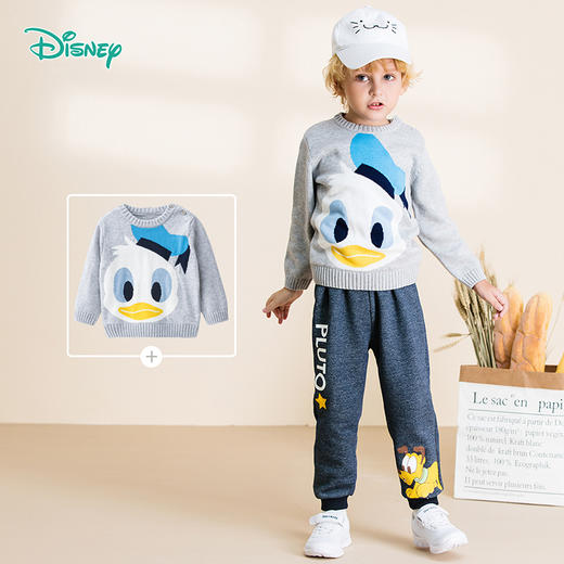 迪士尼男童春秋仿牛仔抓绒长裤 商品图2
