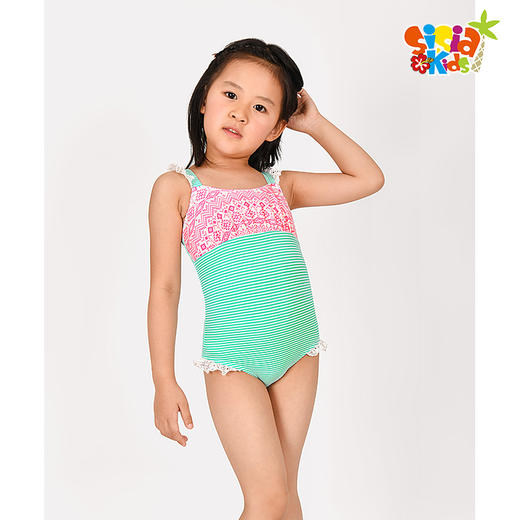 sisia新款儿童泳衣女童夏中大童连体游泳衣可爱卡通女孩泳衣 商品图0