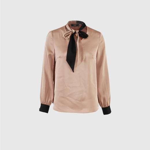 V领个性拼色飘带衬衣 商品图0