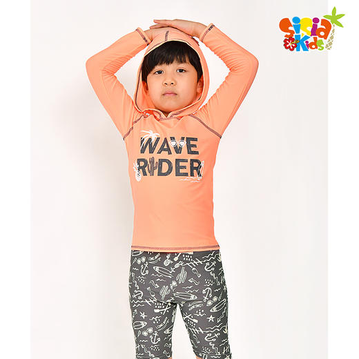 sisia新款儿童泳衣男童海边沙滩套头外套防晒衣中大童游泳衣 商品图0