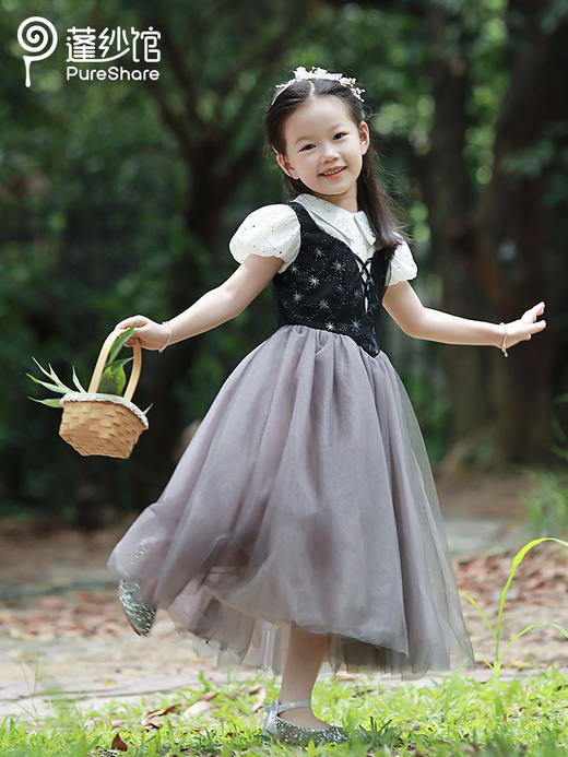 pureshare 睡美人公主裙女童连衣裙新夏款洋气大童礼服裙演出吹泡泡的小女孩-吹泡泡的小女孩 商品图3