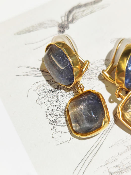 订购6个月到｜Goossens Paris-Cabochons Two-丹宁蓝 耳夹（无需耳洞）［法国设计师］ 商品图3