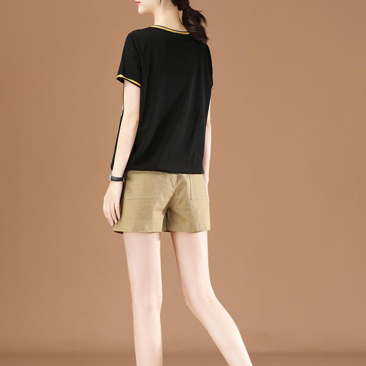 丁摩 松紧腰休闲工装短裤子女夏季2021年新款宽松直筒热辣裤子薄PT1537-WX313 商品图6