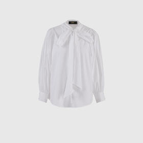 前后系蝴蝶结灯笼袖衬衣