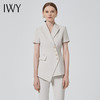 IWY/职业装女气质薄款短袖西装杏色双排扣时尚工作服套装总裁正装C10409+P10409米白 商品缩略图1