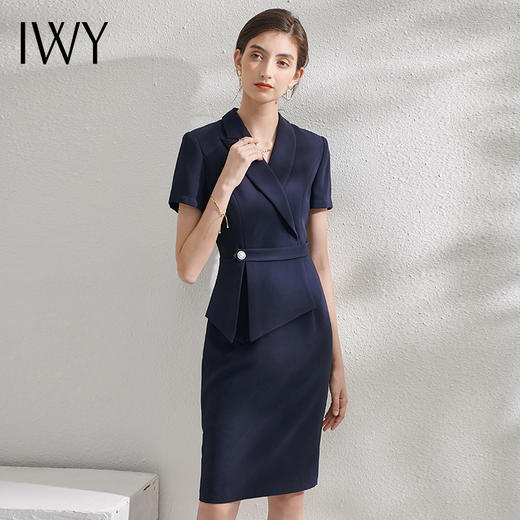 IWY/藏青色西装连衣裙经理职业装套裙气质修身通勤商务ol工作服Q11253 商品图0