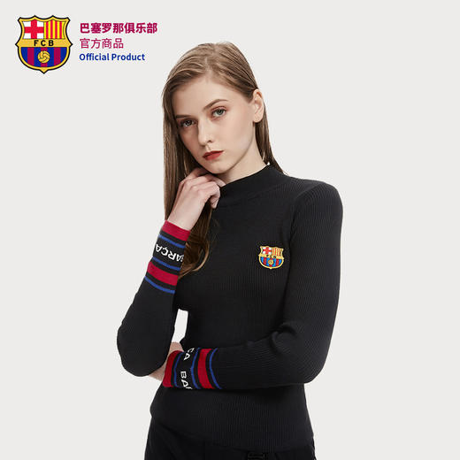 巴塞罗那俱乐部商品丨巴萨新款针织衫女球迷红蓝条纹黑色毛衣 商品图4