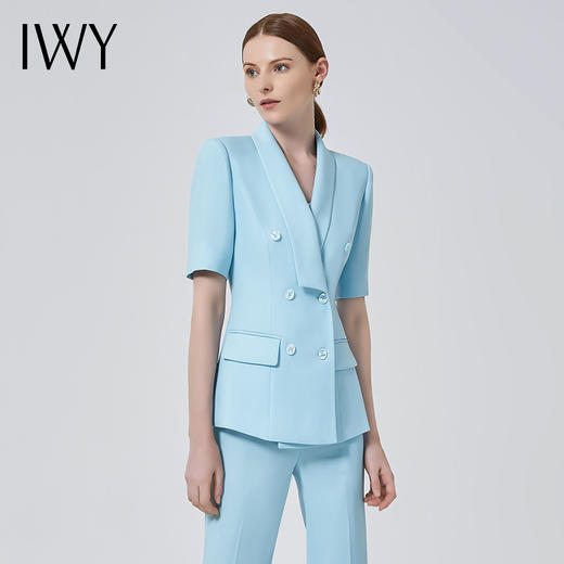IWY/职业套装女工装装短袖韩版干练西装套裤气质商务正装工作服C11238+P10223 商品图2