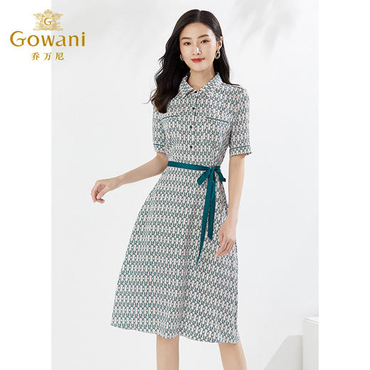 乔万尼真丝收腰长款连衣裙夏法式绿色长裙EI2E871 商品图2