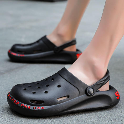 夏洞洞鞋男防滑软底外穿两用情侣男女沙滩凉鞋2021新款包头拖鞋男 商品图6