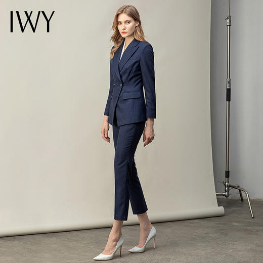 IWY/高端藏青职业装女正装套装时尚气质修身显瘦通勤西装西服C11398+P11398 商品图2