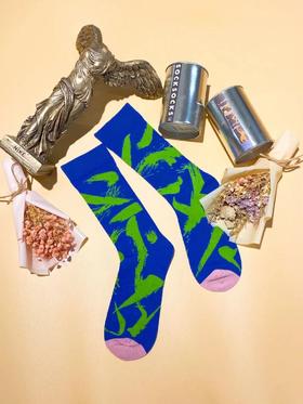 SIOICIKI  设计师联名款SSS1A046王羲之-蓝色中筒袜