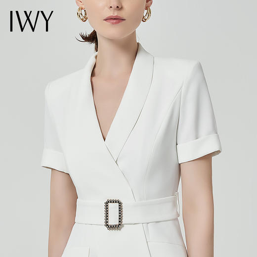 IWY/白色工作服女时尚高端职业装气质女神范修身通勤正装连衣裙Q11212白色 商品图4