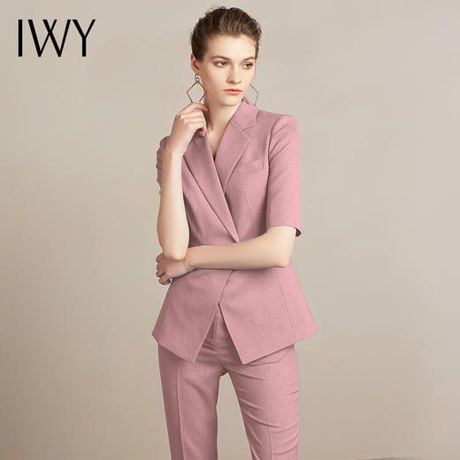 IWY/粉色面试套装女时尚高端简约OL西装工作服气质通勤职业正装212096P1+C1-粉色 商品图0