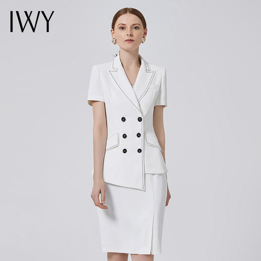 IWY/白色高端职业装气质女神范高级感西装套装女套裙播音正装CS11224白色 商品图1