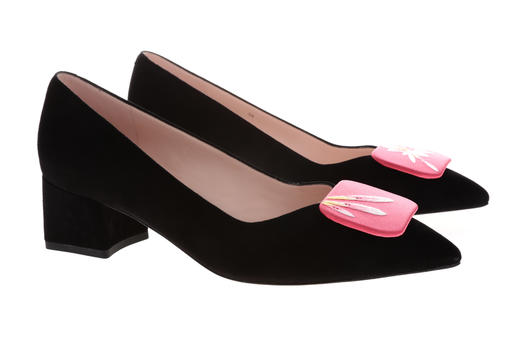 sheme 新中式 塔塔尔族顶冰花系列精美AB款刺绣方扣粗跟尖头单鞋可定制 商品图8