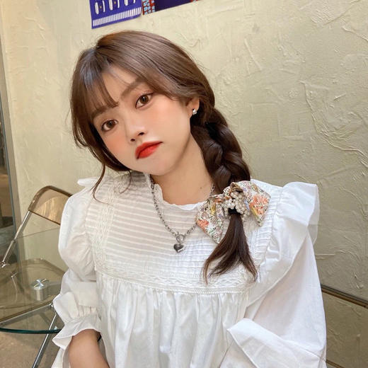 「两只装」简约百搭蝴蝶结珠发圈飘带 少女皮筋头绳飘带 商品图3