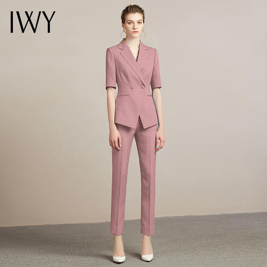 IWY/粉色面试套装女时尚高端简约OL西装工作服气质通勤职业正装212096P1+C1-粉色 商品图2