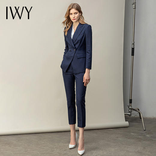 IWY/高端藏青职业装女正装套装时尚气质修身显瘦通勤西装西服C11398+P11398 商品图1