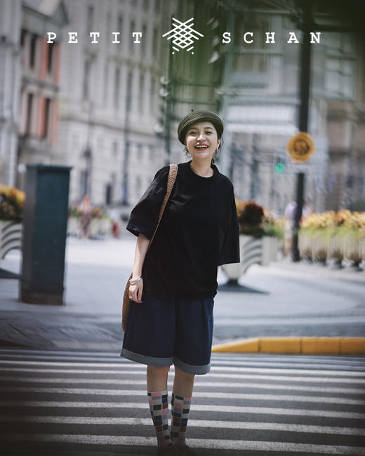 PETIT SCHAN小闪 CLO#041  Staff 五线谱 纸感棉拼接袖Oversize廓形设计款T恤 商品图5
