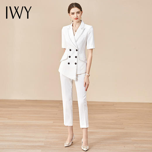 IWY/白色时尚高端西装西裤套装名媛职业装女装气质西服套裤olCP11224白色 商品图3