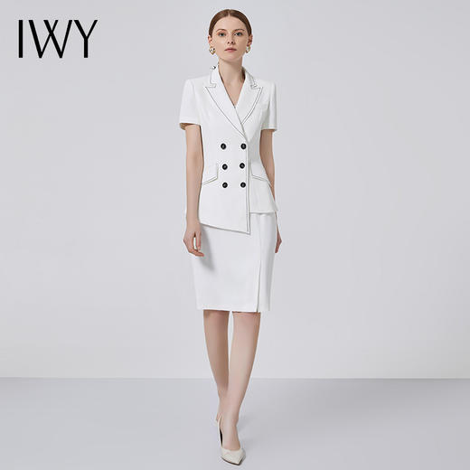 IWY/白色高端职业装气质女神范高级感西装套装女套裙播音正装CS11224白色 商品图2