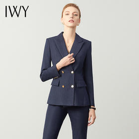 IWY/藏青色条纹职业西装套装售楼销售部高级感时尚气质薄款OLC180+P179