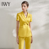 IWY/高端黄色西装套装气质女神范休闲薄款短袖通勤职业装工作服OL C10346+P10346 商品缩略图0