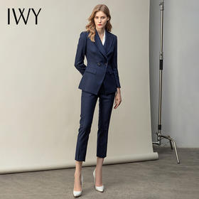 IWY/高端藏青职业装女正装套装时尚气质修身显瘦通勤西装西服C11398+P11398