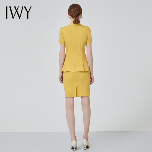 IWY/黄色短袖面试套装女气质上班正装套裙时尚通勤高端职业工作服C10346+S10346 商品图3