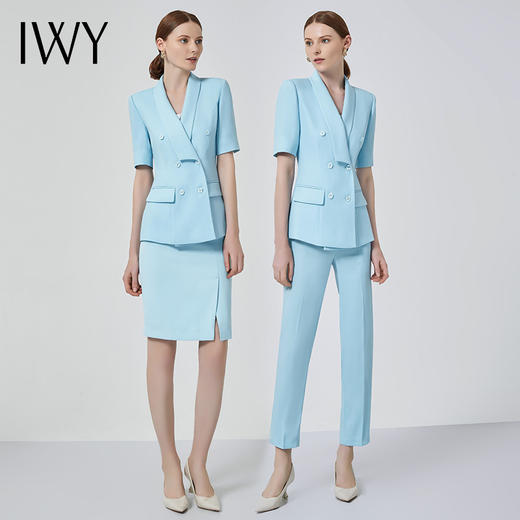 IWY/韩版干练职业套装女工装装短袖西装套裙气质商务正装两件套C11238+S10223 商品图4
