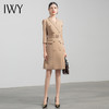 IWY/气质双排扣卡其色西装连衣裙女收腰显瘦职业女裙七分袖通勤工作服Q470 商品缩略图2