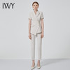 IWY/职业装女气质薄款短袖西装杏色双排扣时尚工作服套装总裁正装C10409+P10409米白 商品缩略图2