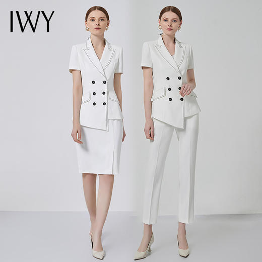 IWY/白色高端职业装气质女神范高级感西装套装女套裙播音正装CS11224白色 商品图4