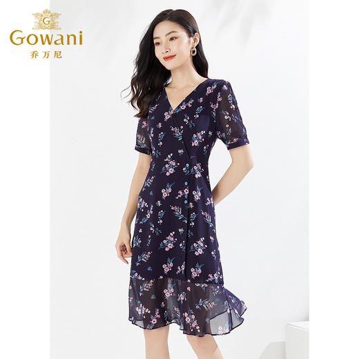 乔万尼连衣裙夏真丝桑蚕丝法式碎花EI2E770 商品图2