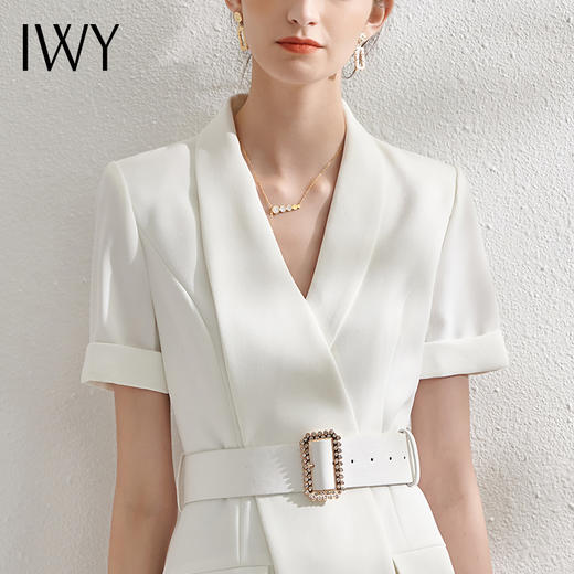 IWY/白色工作服女时尚西装连衣裙修身通勤高端职业装气质女神范Q11212 商品图4