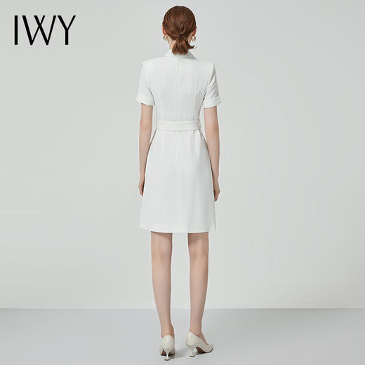 IWY/白色工作服女时尚高端职业装气质女神范修身通勤正装连衣裙Q11212白色 商品图3