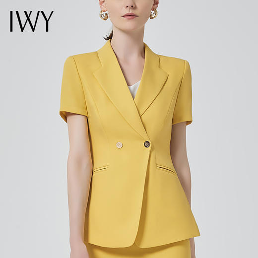 IWY/黄色短袖面试套装女气质上班正装套裙时尚通勤高端职业工作服C10346+S10346 商品图4