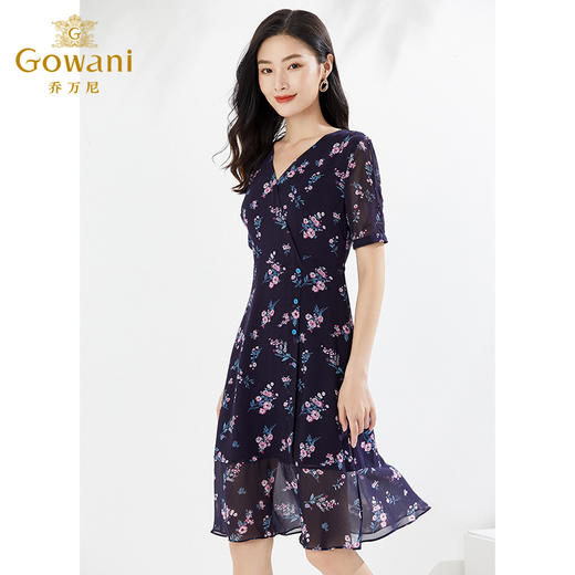 乔万尼连衣裙夏真丝桑蚕丝法式碎花EI2E770 商品图1