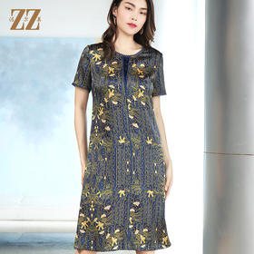 佐尔美夏季新款真丝桑蚕丝花边蕾丝边连衣裙E12LS25