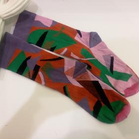 SIOICKI  设计师联名款SAW3A031  异性几何时尚紫色中筒袜