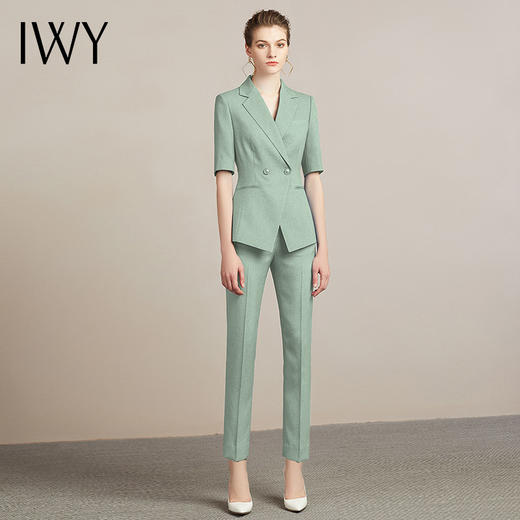 IWY/绿色播音艺考正装女职业装套装气质女神范高端西装工作服212096P1+C1-绿色 商品图1