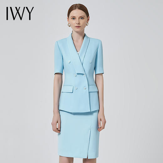 IWY/韩版干练职业套装女工装装短袖西装套裙气质商务正装两件套C11238+S10223 商品图1