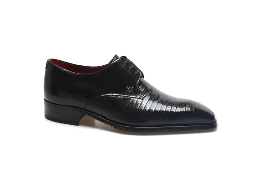 豪麟名鞋ARTIOLI男鞋牛皮革+蜥蜴皮革皮鞋ARG6R911P黑色 商品图0