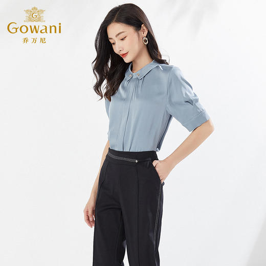 乔万尼重磅真丝短袖衬衫女夏薄款大牌桑蚕丝EI2C896 商品图1